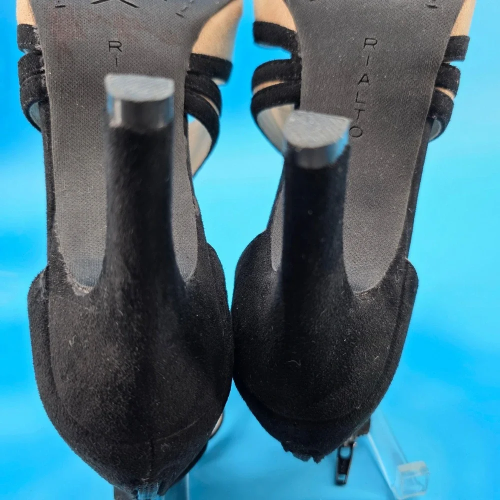 Rialto Ria Womens Black Beige Strappy Caged Dress Sandals Heels Size‎ 9M R6863Z